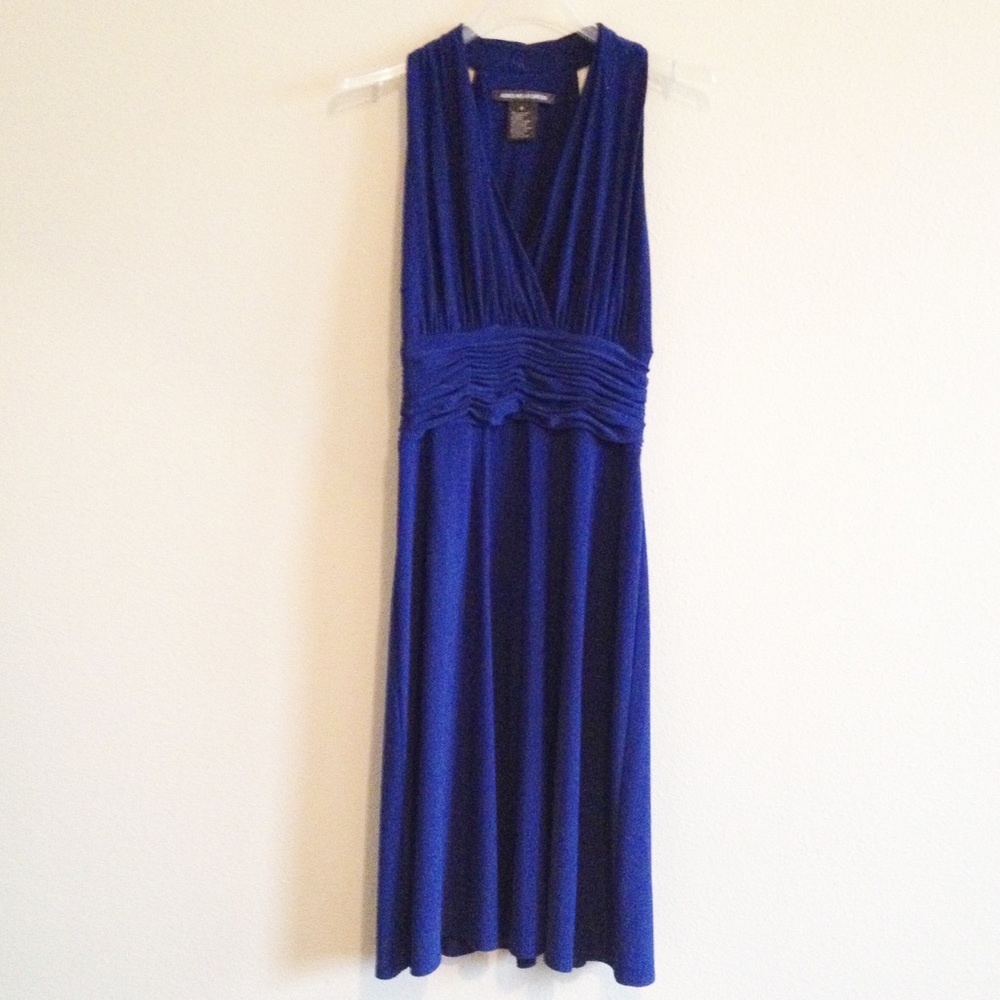 Jones Wear Halter Fit Flair Occasions Blue Dress 8 - Picture 2 of 7